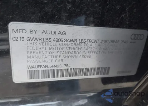 2015 Audi A4 2.0T Premium z USA, uszkodzony, nr VIN WAUFFAFL5FN031754